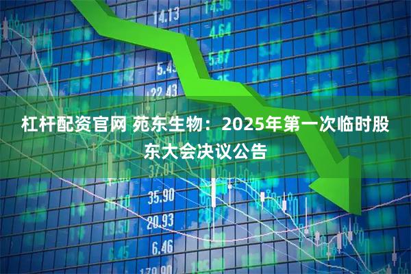 杠杆配资官网 苑东生物：2025年第一次临时股东大会决议公告
